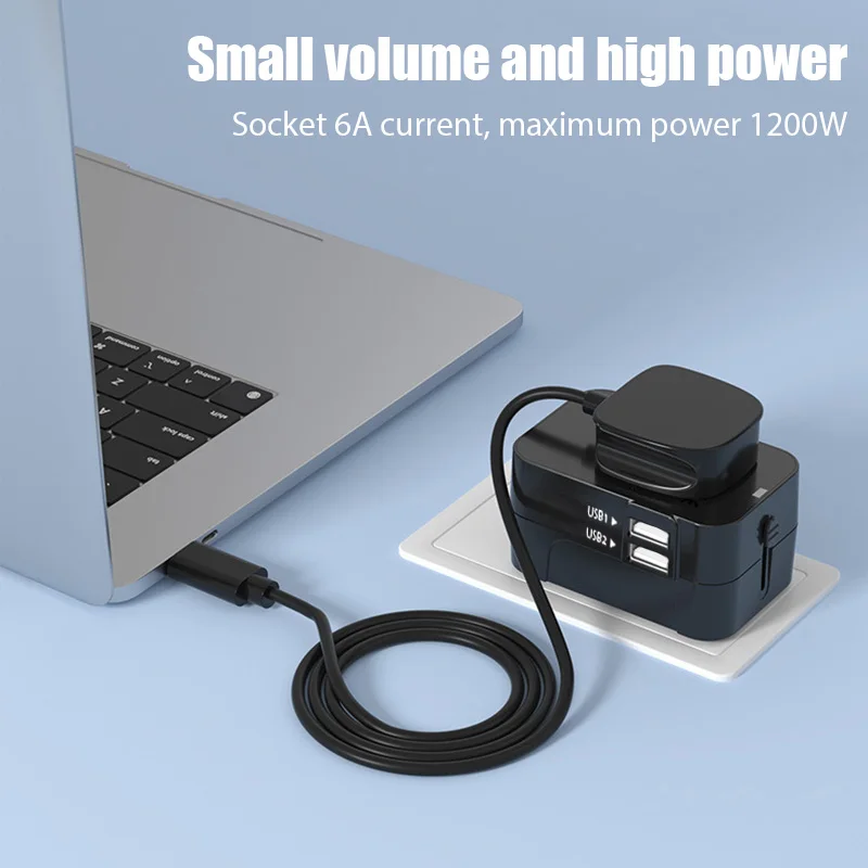 International Travel Adapter Travel Charger with 2 USB Port All-in-one Wall Power Strip for US EU UK AU Socket Plug