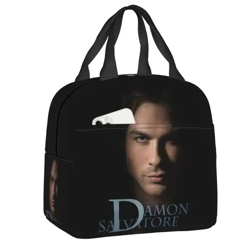 

The Vampire Diaries Portable Boxes for Women Damon Salvatore Thermal Cooler Food Insulated Lunch Bag Kids School Children