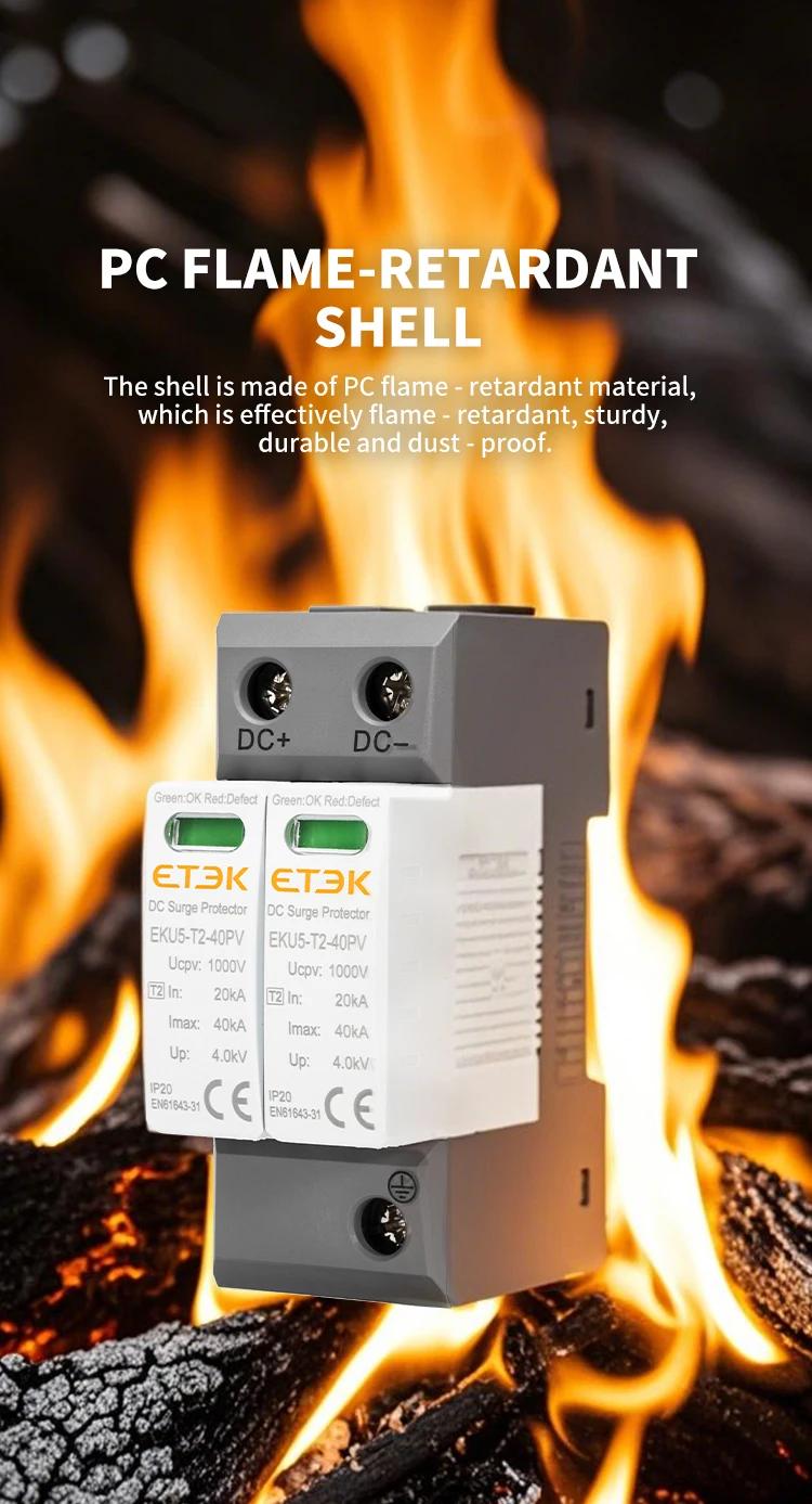ETEK SPD DC Indoor surge protection deviceType PV In 8/20us:20KA I.max:40KA 2P 6