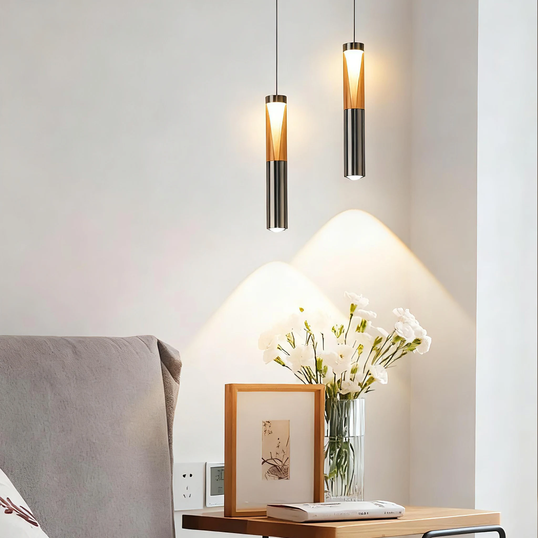 Modern Nordic Led Pendant Light Living Room Dining Room Bedroom Warm White Hanging Lamp Pipe Cylinder Line chandelier Home Decor
