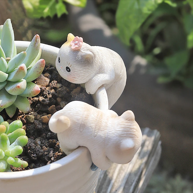 4pcs Climbing Kitten Figurines Cute Hanging Cat Decoration Ornaments for  Flower pots, Fish Tank, Micro-landscape Tabletop Decor - AliExpress