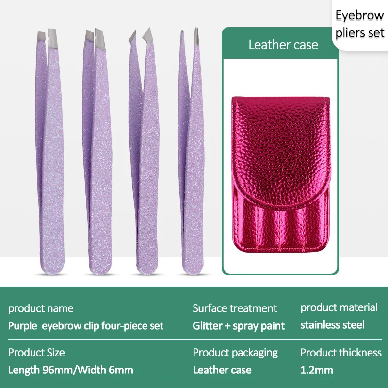 4PCS/Set Makeup Professional Eyelash Tweezers Stainless Steel Eyelash Extension Tweezer Makeup Beauty Clip False Eyelashes Tool 3