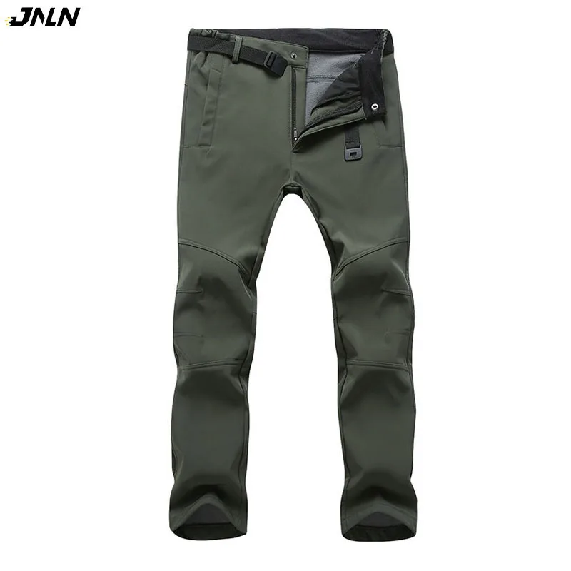 JNLN Men's Winter Fleece Pants Hiking Climbing Camping Waterproof Work Pants Outdoor Sports Mountaineering Skiing Warm Trousers hiking pants