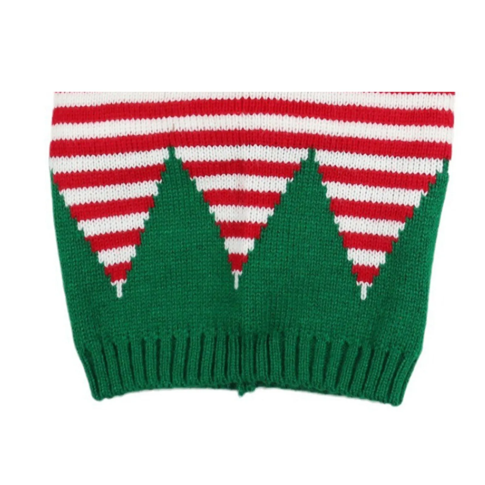 Christmas Elf Santa Beanie - Knitted Red Green Striped Hat