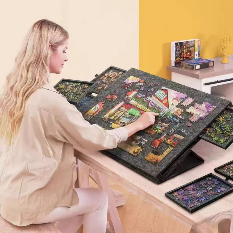 Portable Puzzle Table with Color Tray and Stand