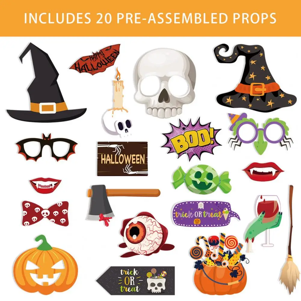 Trick-Or-Treating Photo Booth Puntelli Halloween Photo Card Spettrale Halloween Photo Props Set 20 Zanne Portatili Uniche Per La Festa
