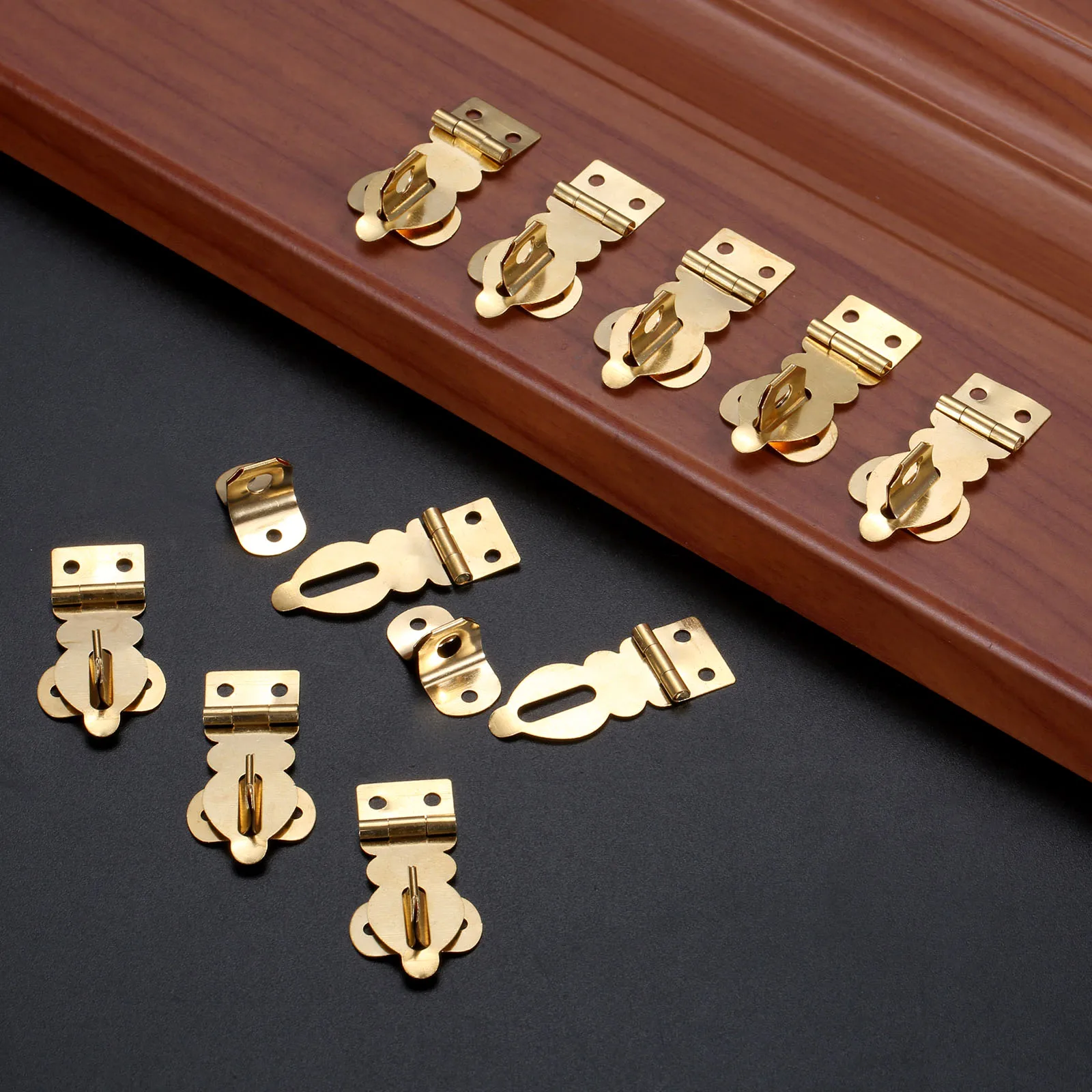 DRELD 10Pcs Antique Brass Jewelry Box Padlock Hasp Locked Wooden Wine Gift Box Handbag Buckle Hardware Accessories 27*19mm