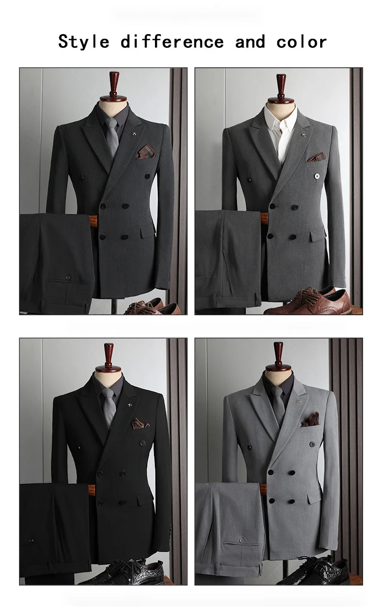 Costume homme Double rangée homme, tenue formelle affaires, loisirs, mode, version coréenne, coupe slim, grande taille,_voghion.com