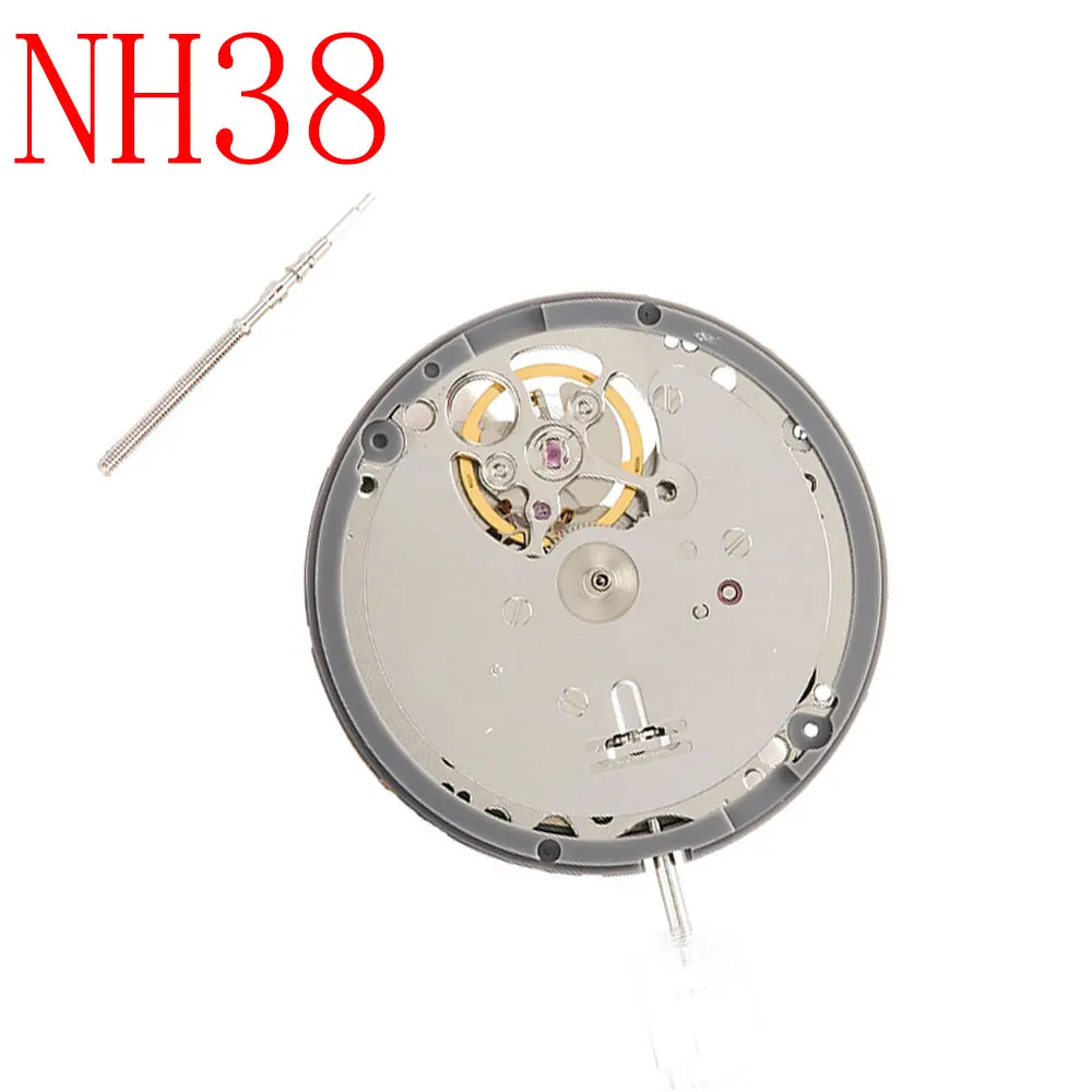 black NH38 Japan Genuine Automatic Mechanical Movement High Accuracy 24 Jewels Mod Watch Replacement NH35A Date at 3:00 watch movement