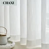 Custom Size Semi Solid White Striped Tulle Window Sheer Curtain Tulles for Living Room Bedroom Voile Kitchen Drape Blinds Drapes 1