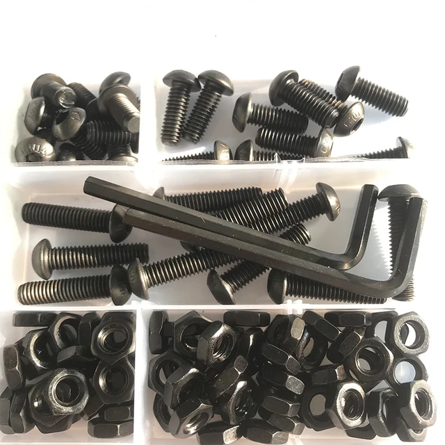 Hex Csavar És Anya Beállítása M2 M3 M4 M5 M6 Fekete 10,9 Fokozatú Gombbal Fejhegény Aljzat Kupak Hatszög Kerek Fej Allen - Image 6