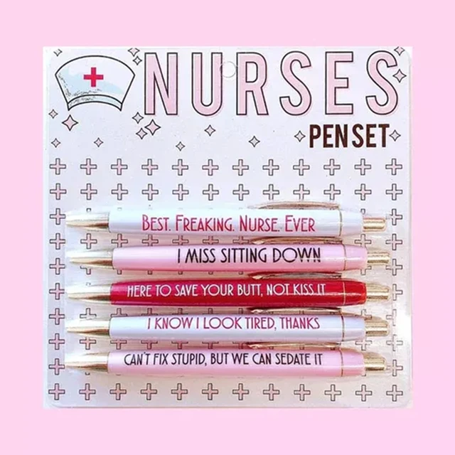 5PCS Funny Nurses Pens Set Smooth Writing Delicate Design Pen for  Valentine's Day Gift 