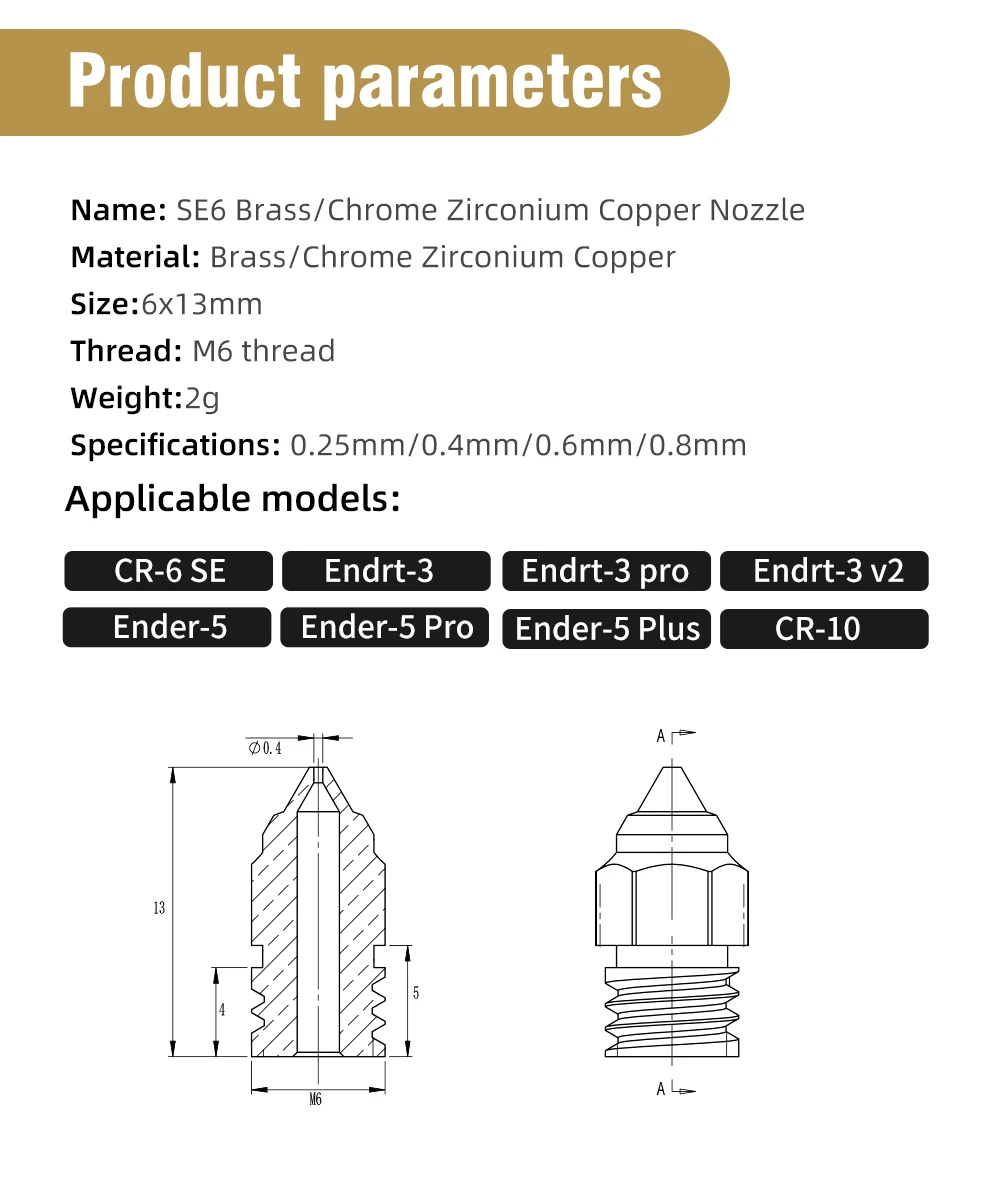 Buse 0.4 ROM Buses En Laiton D'Imprimante 3D (1 75/0 6 Mm)5 Pièces Imprimante 3D Anycubic Kobra 2 Pro