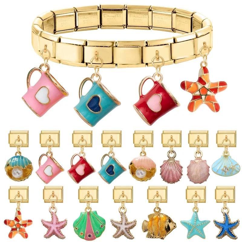 Italian Charm Gold Color Pendant 9mm Stainless Steel