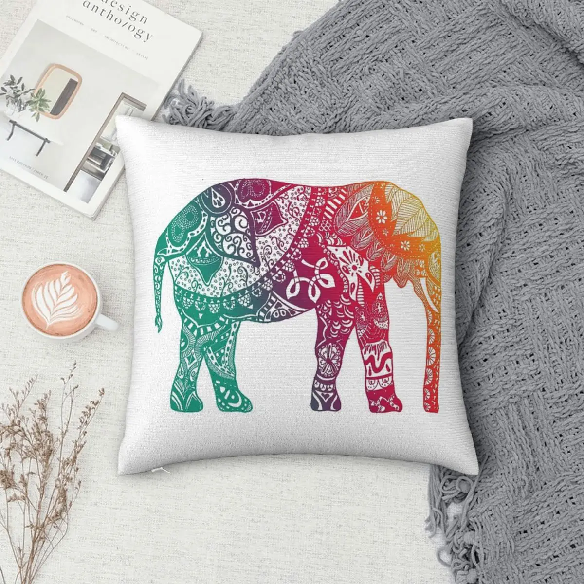 

Warm Elephant Pillowcase Polyester Pillow Cover Cushion Comfort Throw Pillow Sofa Decorative Cushions Used for Home Bedroom Sofa