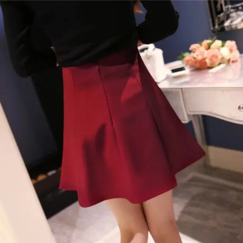 Women's High Waist Umbrella Skirt Pleated Elastic Pompon Skirt 3