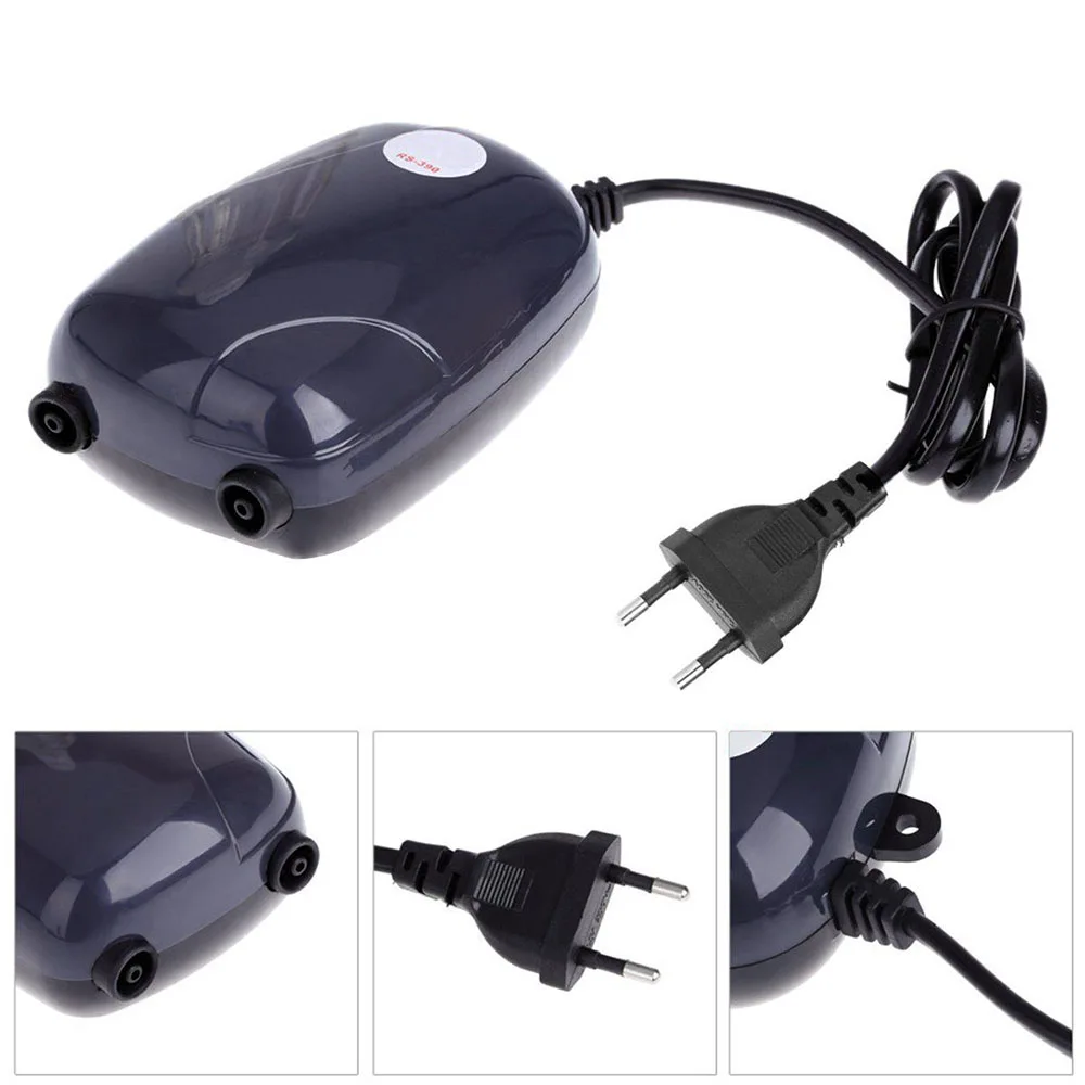 Aquarium Air Pump Fish Tank Mini Compressor Single Double Outlet with Check Valve Tube Aquatic Accessories 220V 3W 5W