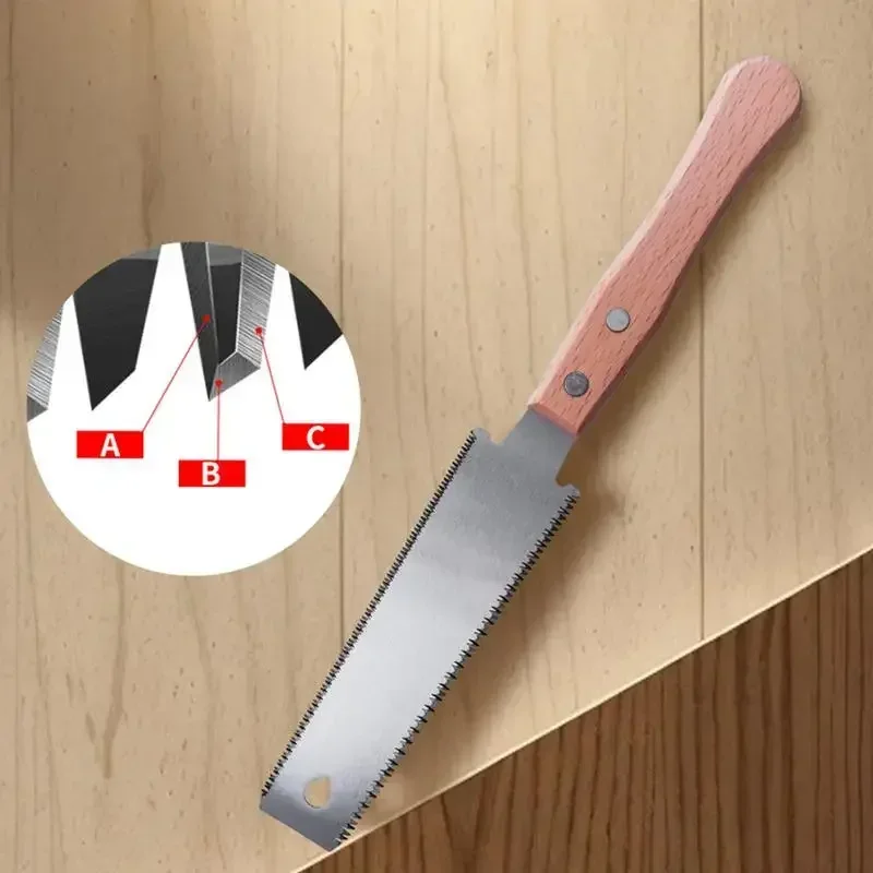 Japanese Hand Saw Double Edge Sided Pull Saw SK5 Flexible Blade 12/17 TPI Flush Cut Beech Handle Wood for Carpentry