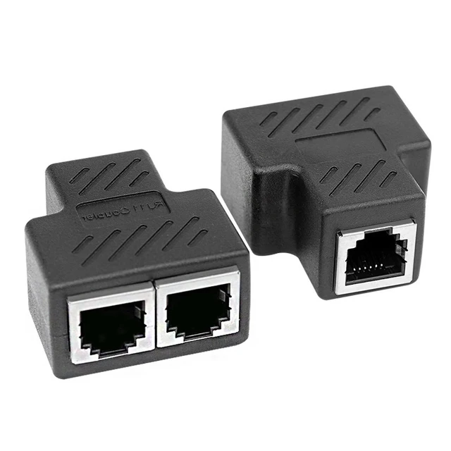 Network Rj45 Cable Port Network Cable Splitter Extender Plug Adapter Connector (8 Core) Split Into Two Splitter 2