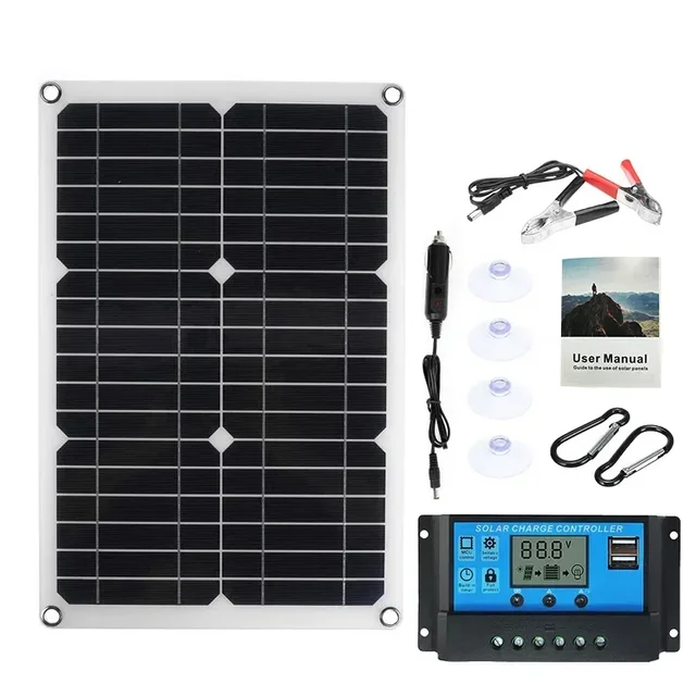 1200W Solar Panel Charger with 100A Controller Dual USB 12V Battery Charging System for Outdoor Camping Car Yacht RV Hiking 2