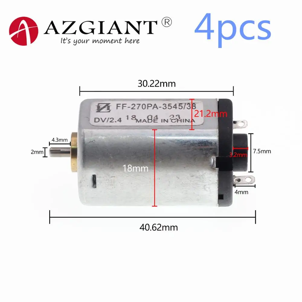 

4pcs/lot Micro DC Motor FF-270PA-3545/38 ,2.4V,+/-7000-31000RPM,FF270 use for Electric Shaver DIY Electric Toys pedicure