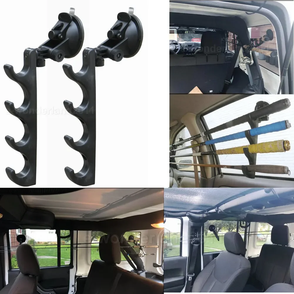 Adjustable Fishing Rod Rack Vehicle Fishing Rod Holder Fishing Rod Storage  Rack with Suction Cups Attach for Vehicle Car/Truck/SUV/Boat/Smooth Glass 