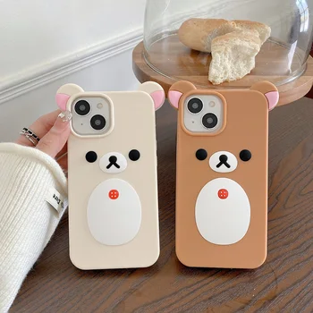 For iPhone 11 12 13 14 15 16 17 Pro Max Fashion Cute 3D Cartoon Rilakkuma Bear Soft Silicone Phone Case Back Cover 1
