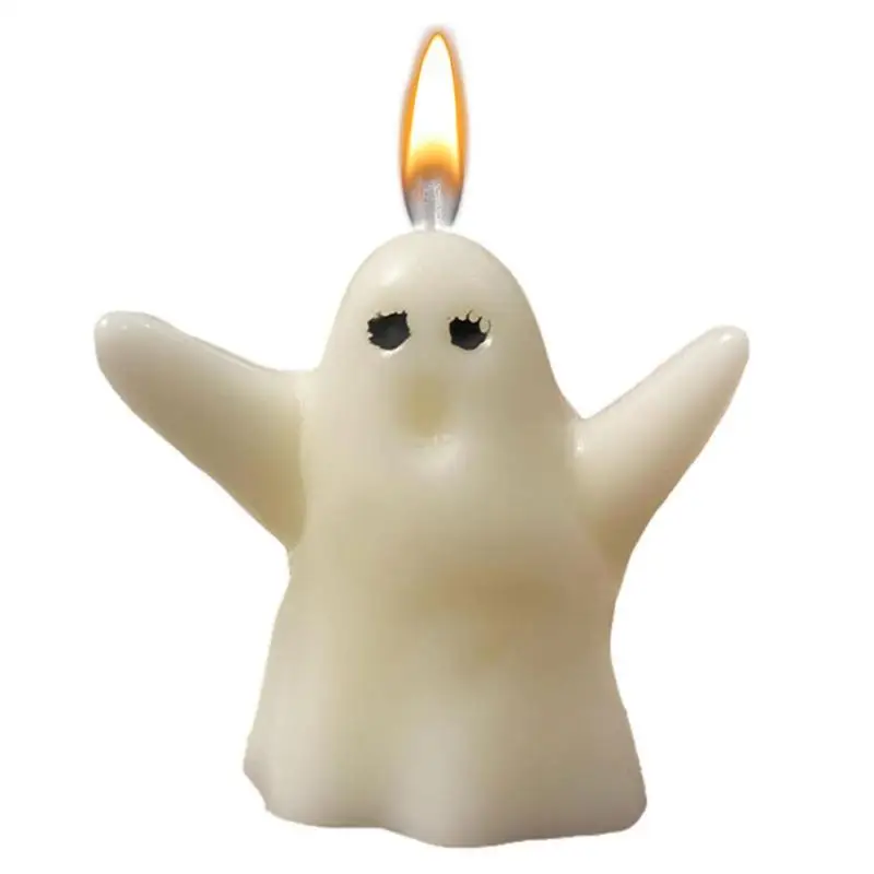 

Cute White Ghost Candles Halloween Party Scented Candle Ghost Soy wax Candles Gifts for Home Bedroom Table festival decorations