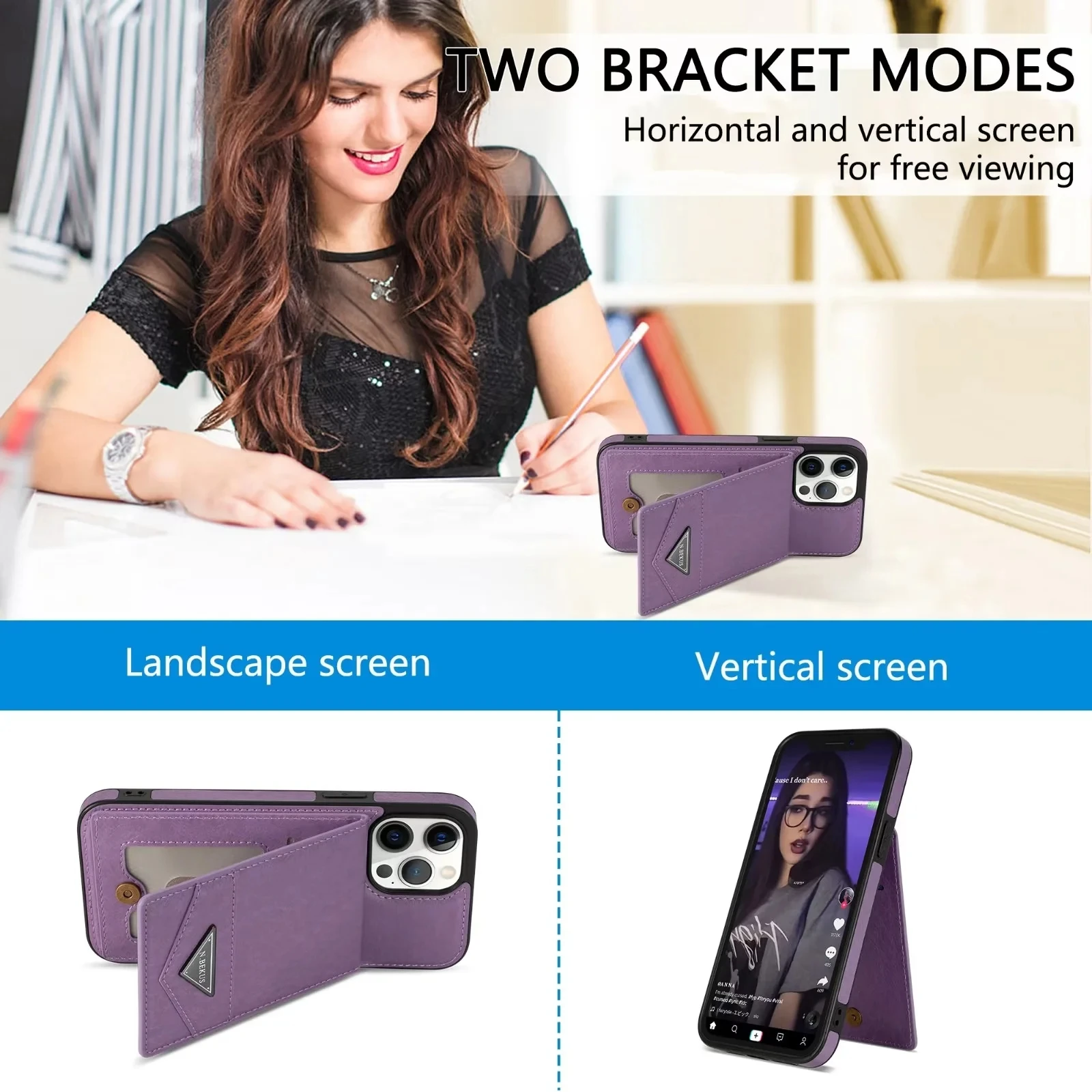 Vertical Card Slot Leather Wallet Phone Case with Magnetic Stand Cover