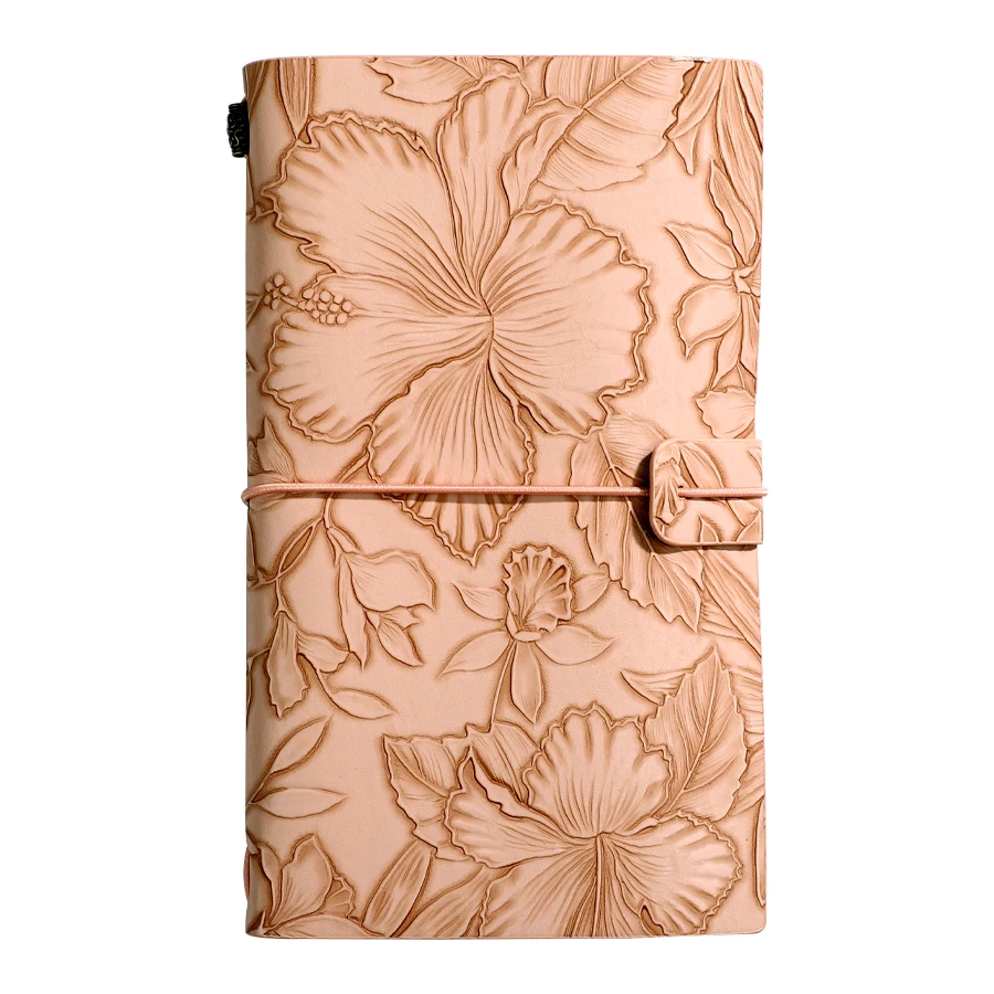 Elegant Floral Embossed Vegan Leather Journal - Stylish Notebook