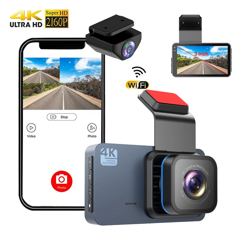 

4K Dash Cam For Cars Front and Rear view camera for vehicle WiFi car camera Reverse image car accsesories Car DVR Dashcam