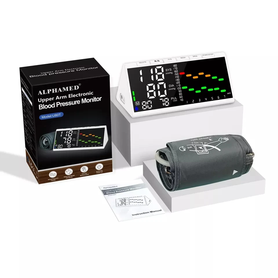 Upper Arm Electronic Blood Pressure Machine Rechargeable LED Color Large Screen Digital Bp Portable Sphygmomanometer Household blood pressure monitor blood pressure meter