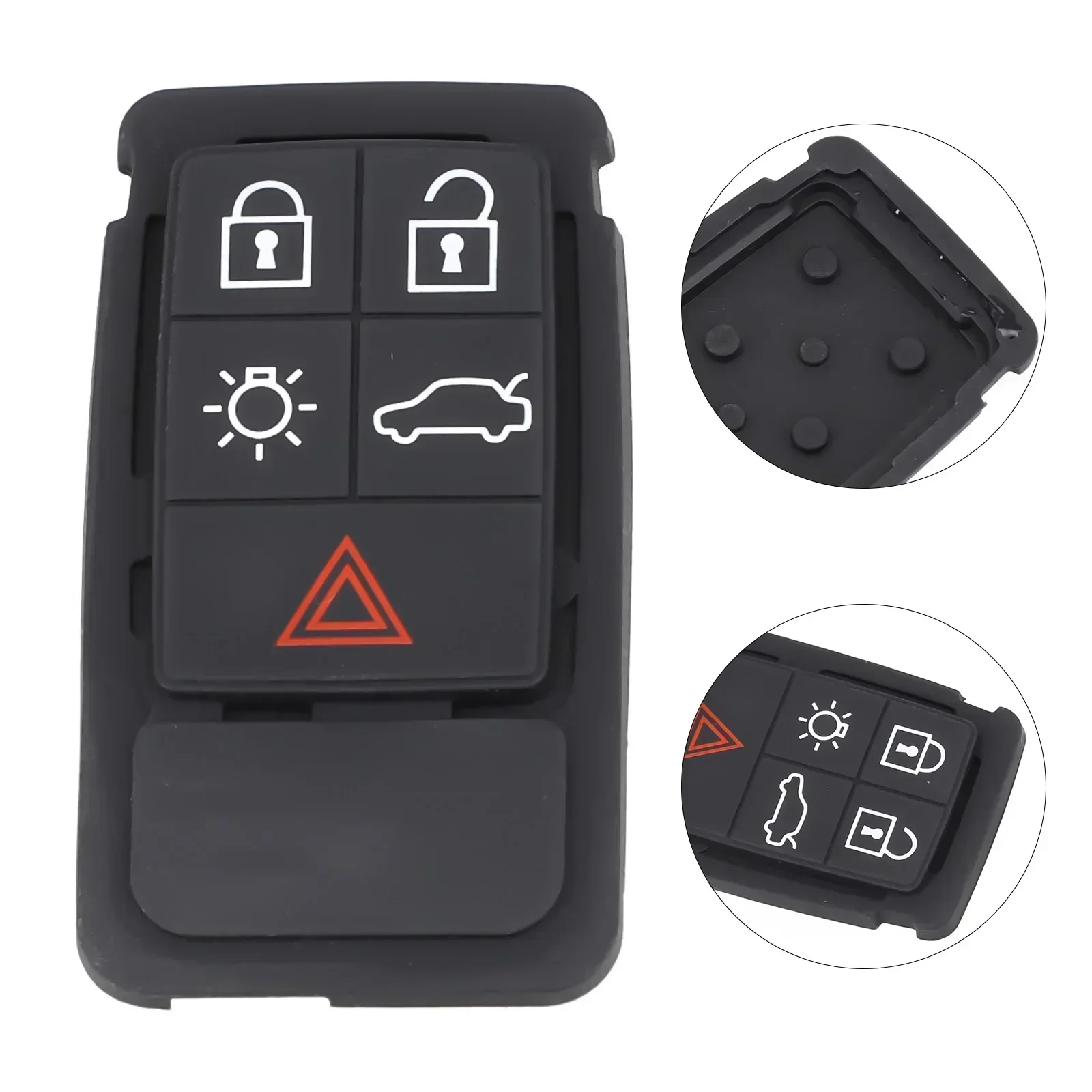 1Pc 5 Button Remote Key Fob Pads Black Rubber Car Key Housing Button Board Car Accessories For Volvo XC60 XC 70 V70 S60 S80 key case,key case cover,car key shell,car key pad