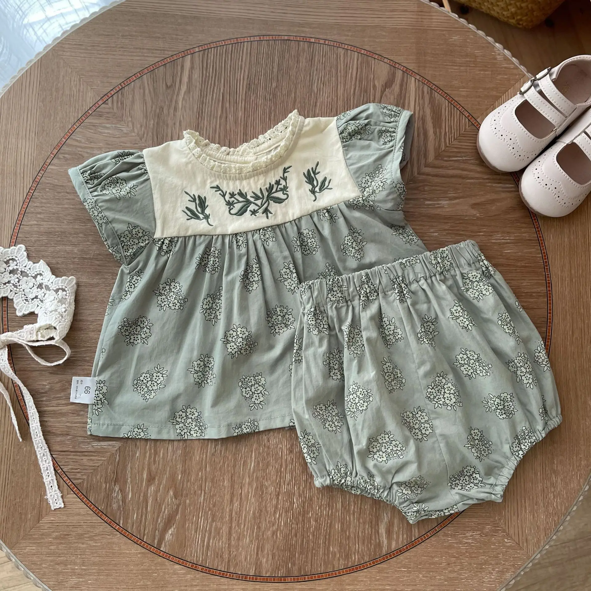 

Ins Baby Girls Clothing Sets 2023 Summer Korean Infant Floral Short Sleeve Tops+Shorts Girls Two Piece Suit Toddler Outfits