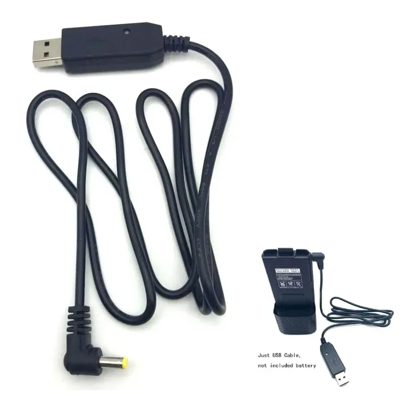 USB Charger Cable with Led Indicator Light for BaoFeng UV5RE UV-5R 3800mAh Extend Battery UVB2 BF-UVB3 Plus UV-S9 Walkie Talkie baofeng battery eliminator case car charger for baofeng uv 5r uv5r uv5rb uv5re 2 way dual radio walkie talkie accessories
