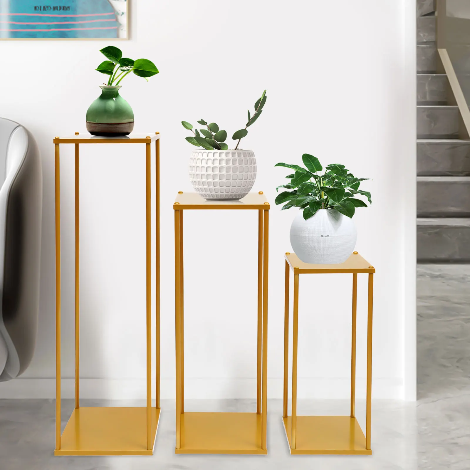 

3Pcs Flower Floor Vase Holder Modern Metal Column Stand For Wedding Party Centerpieces Decor