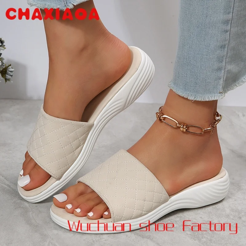 

Ladies New Styles Summer Leather Flat Slippers Non-Slip Soft Bottom Comfortable Slippers For Women
