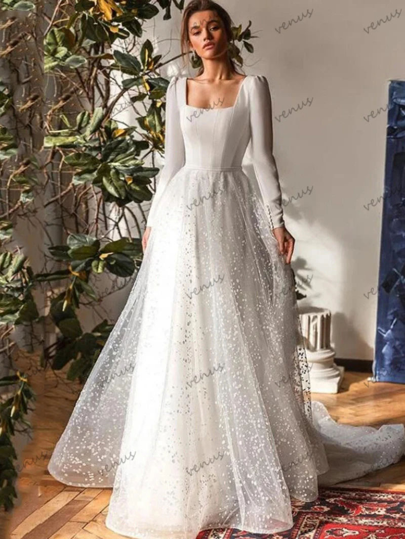 Pastrol Wedding Dresses Vintage Bridal Gowns Satin A-Line Floor Length Robes Lace Tiered Elegant Vestidos De Novia Customized 3
