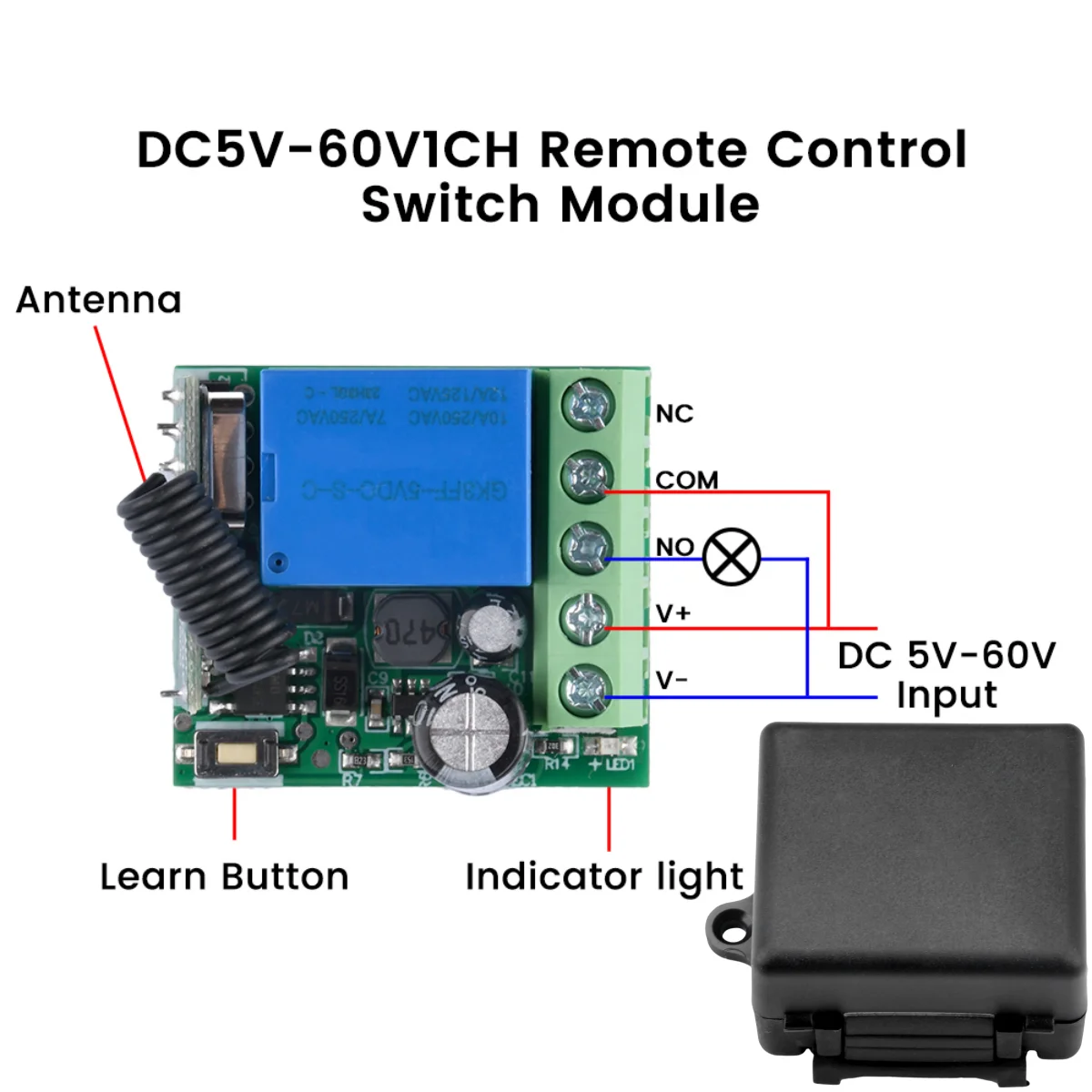 433Mhz Wireless Remote Control Switch DC5V9V12V24V60V Single Channel Attendance Access Control Machine Receiving Module Relay wireless remote control switch
