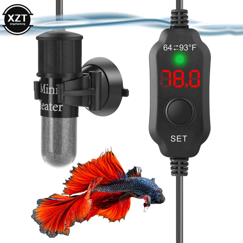 Mini Aquarium Heating Rod Fish Tank Submersible Thermostat 18-34&deg;C Adjustable USB Charge