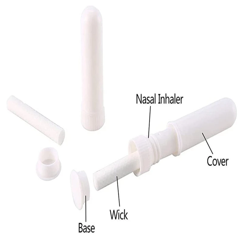 에센셜 오일 아로마 테라피용 빈 비강 흡입기 튜브 10 개, 코튼 심지 리필 가능 빈 비강 흡입기 용기