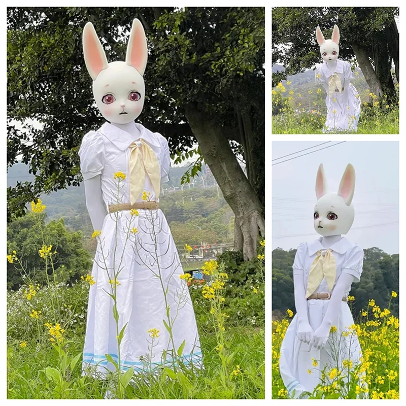 

Anime beastars Berger cosplay costume lolita dress JK uniform Berger wig ears White Rabbit Halloween costume for women
