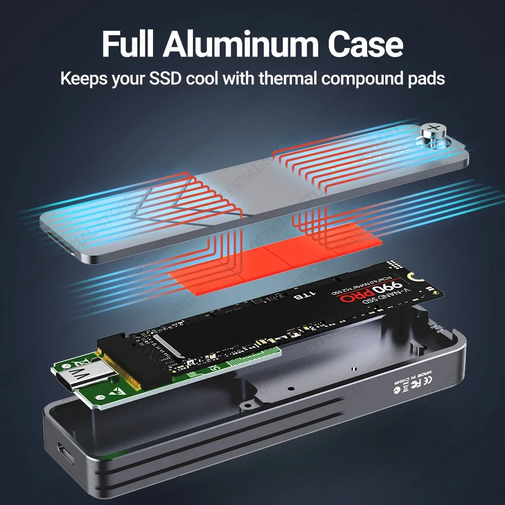 SSD Enclosure M.2 NVMe SATA SSD Enclosure USB 3.2 Gen 2 10Gbps or 6Gbps External Aluminum M.2 Case