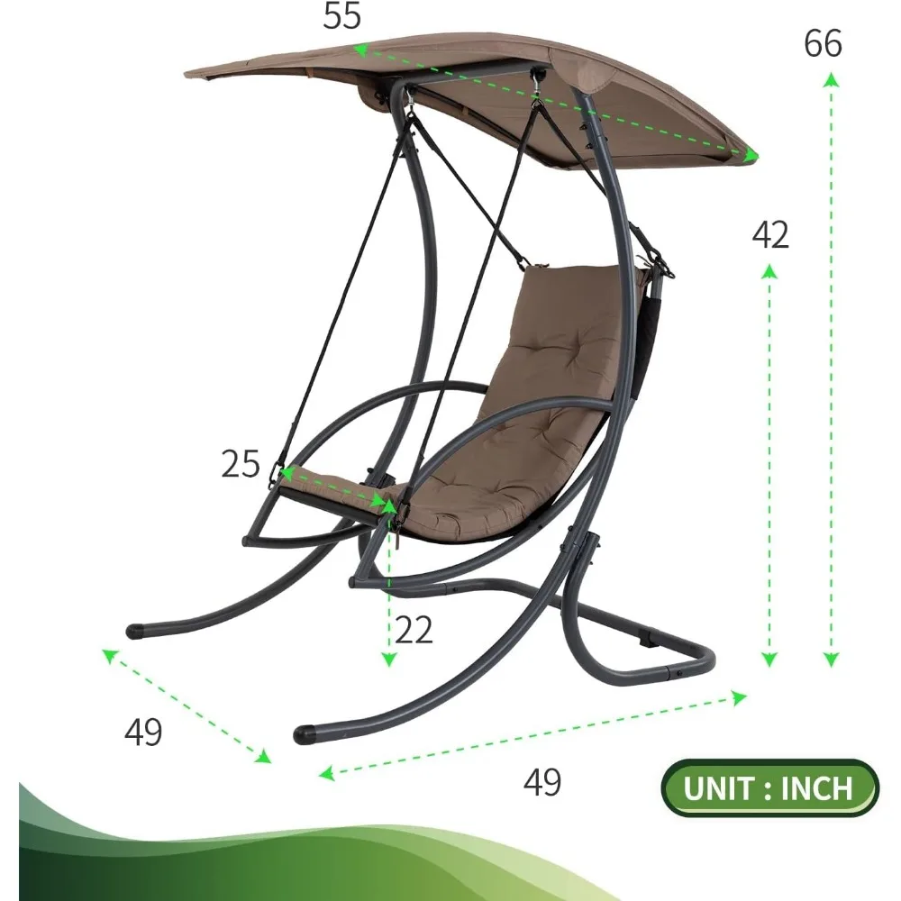 Patio Swing Outdoor Chair Patio with Canopy Patio Gliders Porch with Stand Canopy & Cushion Hanging Lounge 6