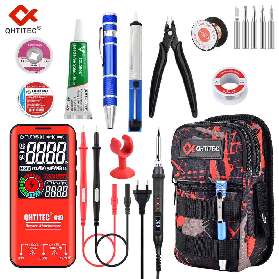 JCD 80W Soldering Iron Kits With Multimeter Adjustable Temperature 110V/220V LCD Digital Solder Iron Tips Welding Repair Tools