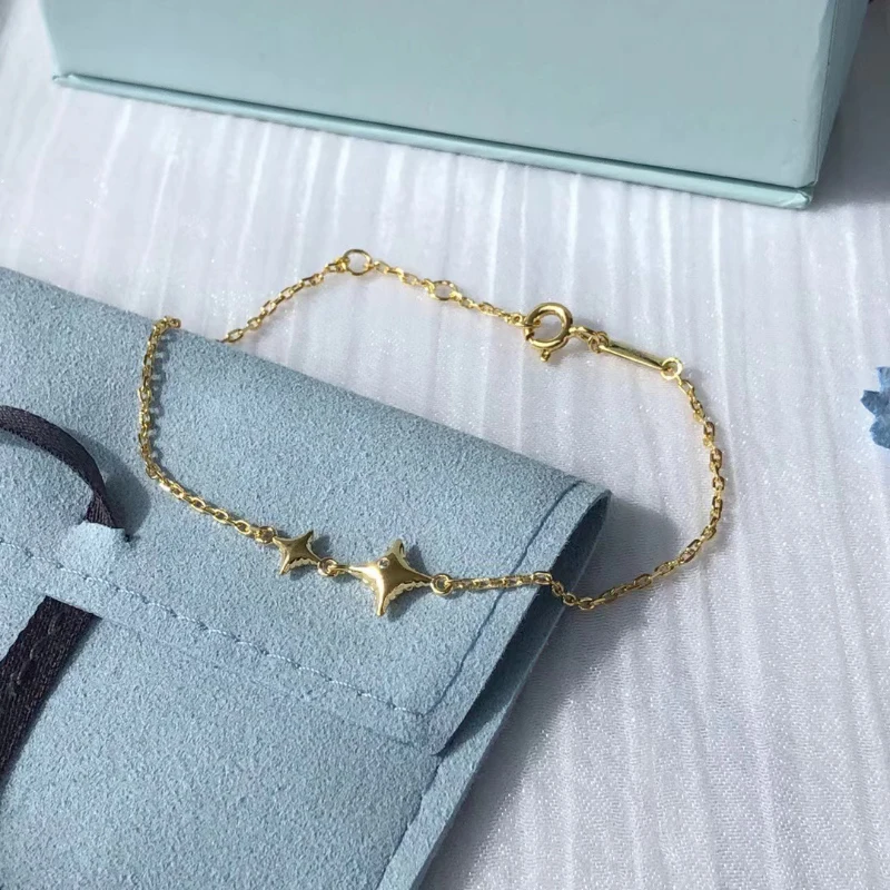 

925 sterling silver set with diamond braceletlets personality light luxury design Star bracelet for women engagement jewelry