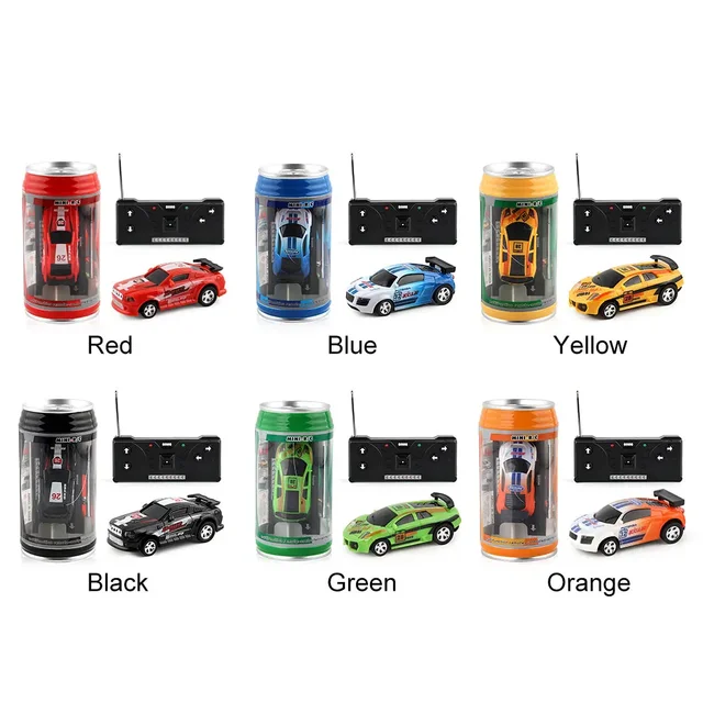 Coke Can Remote Control Car Battery Operated Remote Control Racing Vehicle LED Lights Mini RC Car with Roadblocks Christmas Gift 4