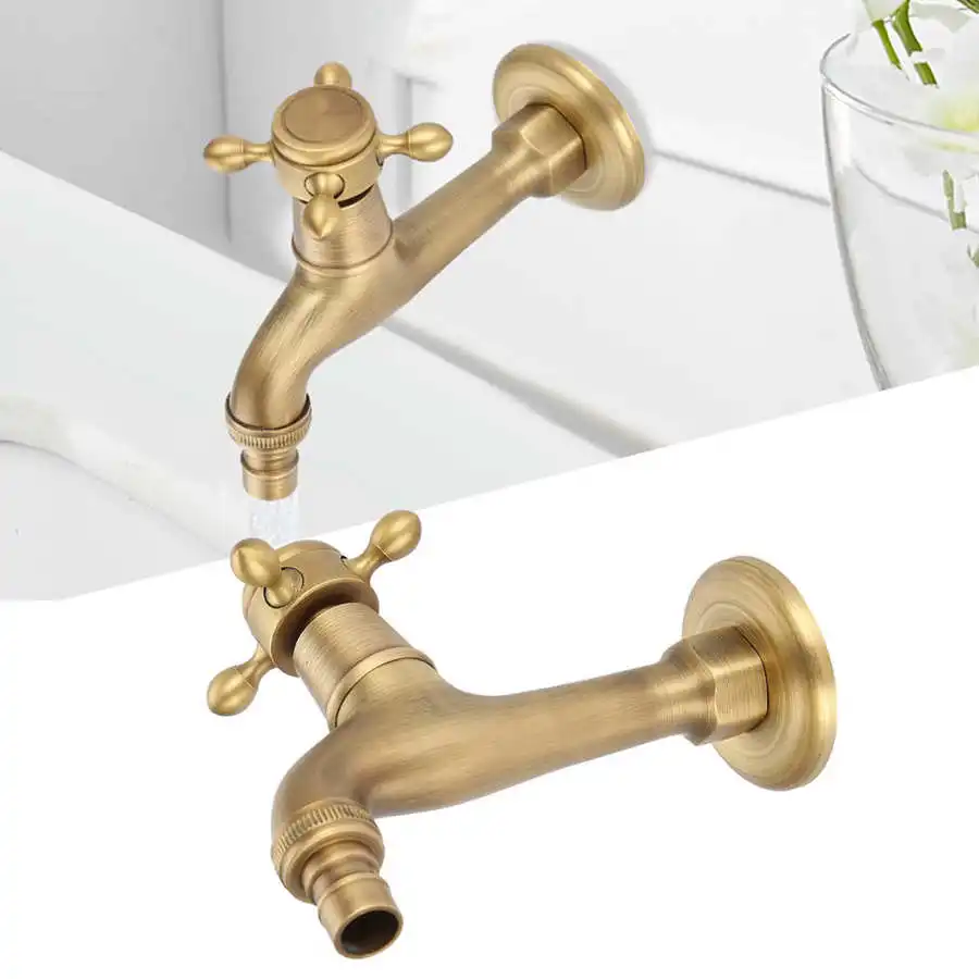 Antique Faucet Garden Outdoor Brass Washing Machine Faucets Wall