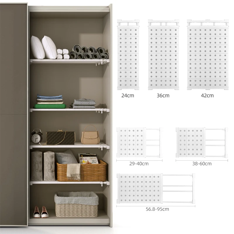 Organizador de armario ajustable, estante de almacenamiento montado en la  pared, estante de cocina que ahorra espacio, estantes decorativos (blanco