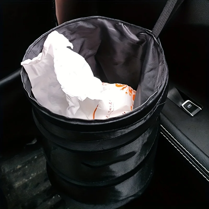 Hanging Car Trash Can – Foldable Waterproof Oxford Organizer With Adjustable Strap For Car & Travel - View #6